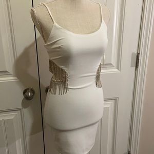 Rhinestone White Dress